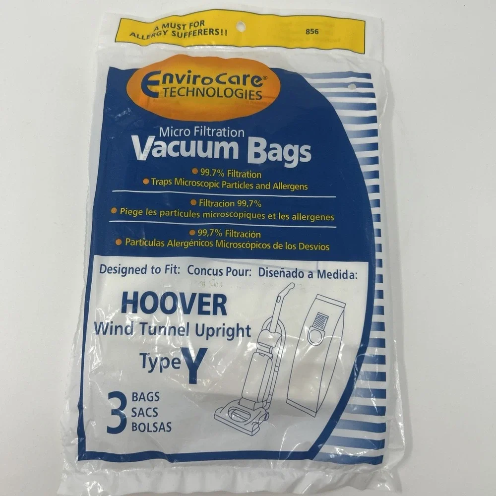 ALLERGY VACUUM CLEANER Y Z bag HOOVER WINDTUNNEL 3/pkg ENVIROCARE 856